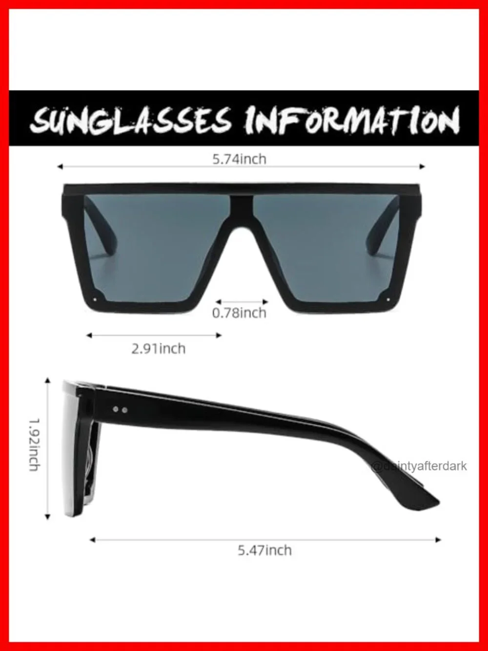 Oversized Square Sunglasses for Women Men Flat Top Large Frame Fashion Shades 3